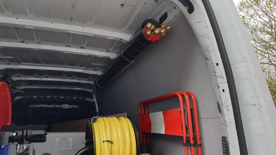 van interior with maintenance equipment