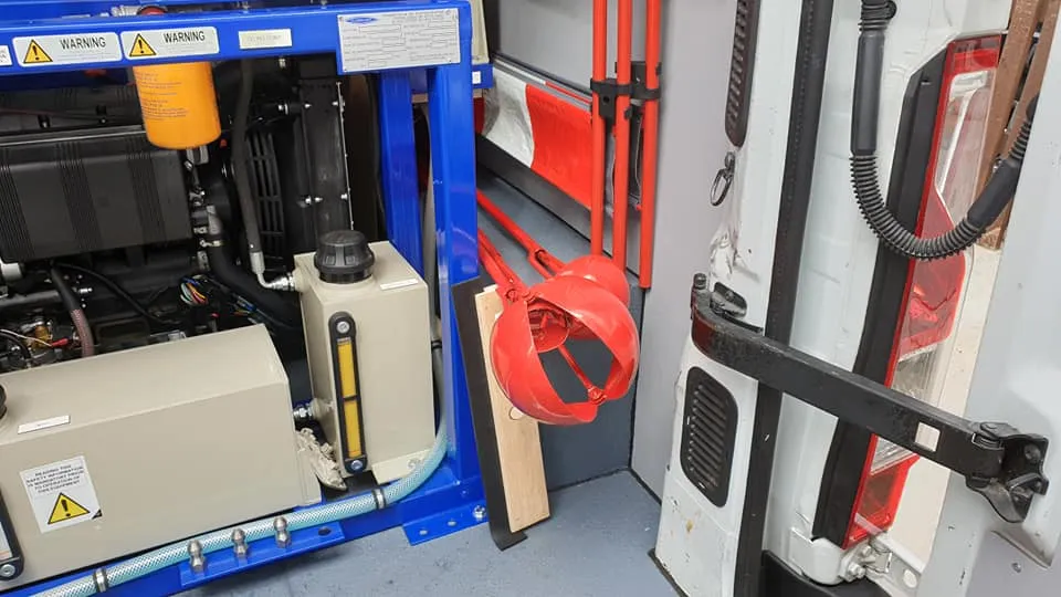 electrical equipment in the back of a van