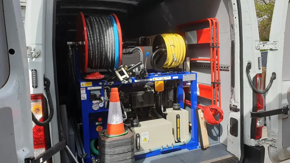 equipment in the back of a van