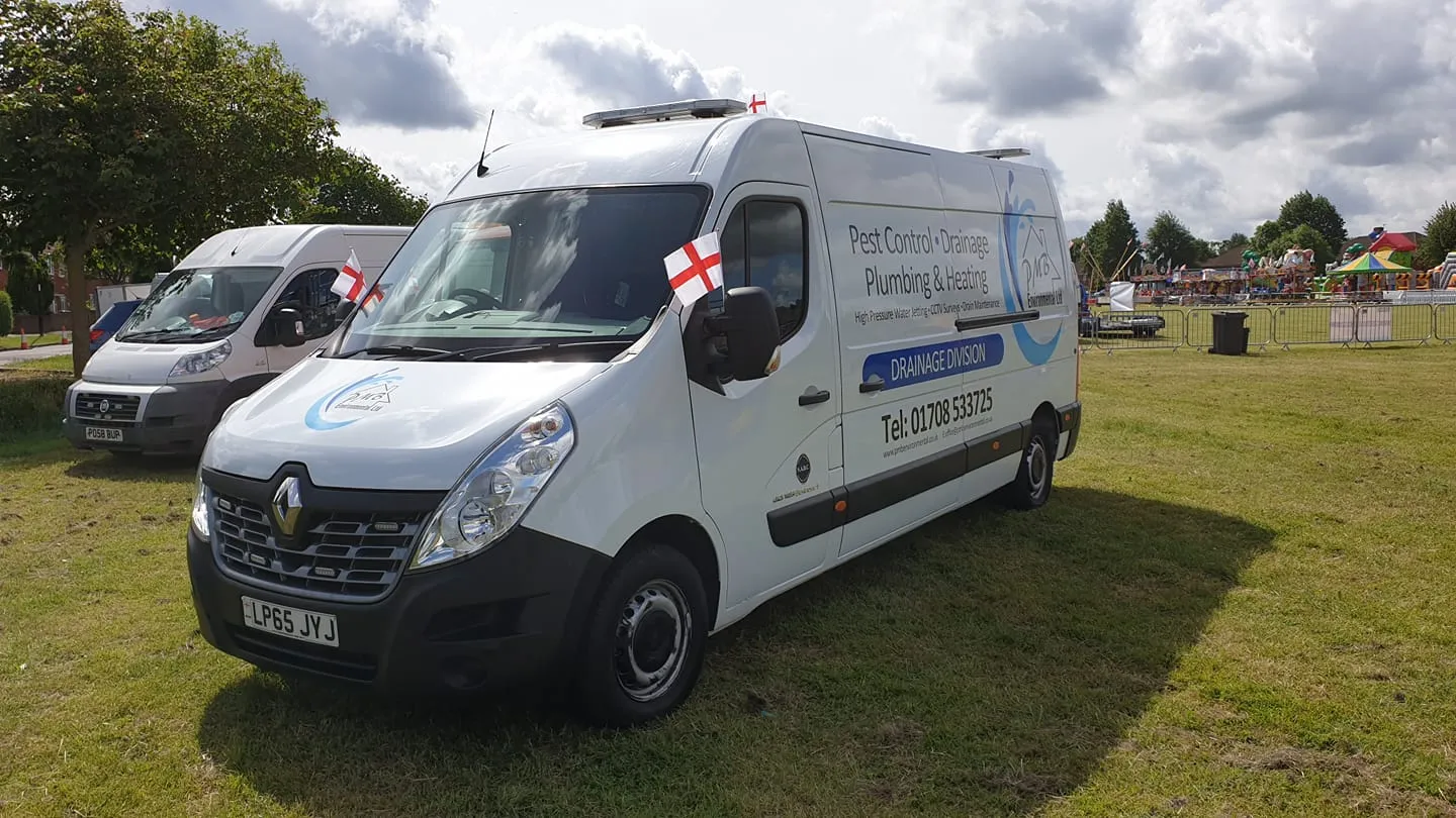company van in a field